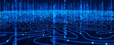Abstract image of blue lines and dots depicting data connectivity