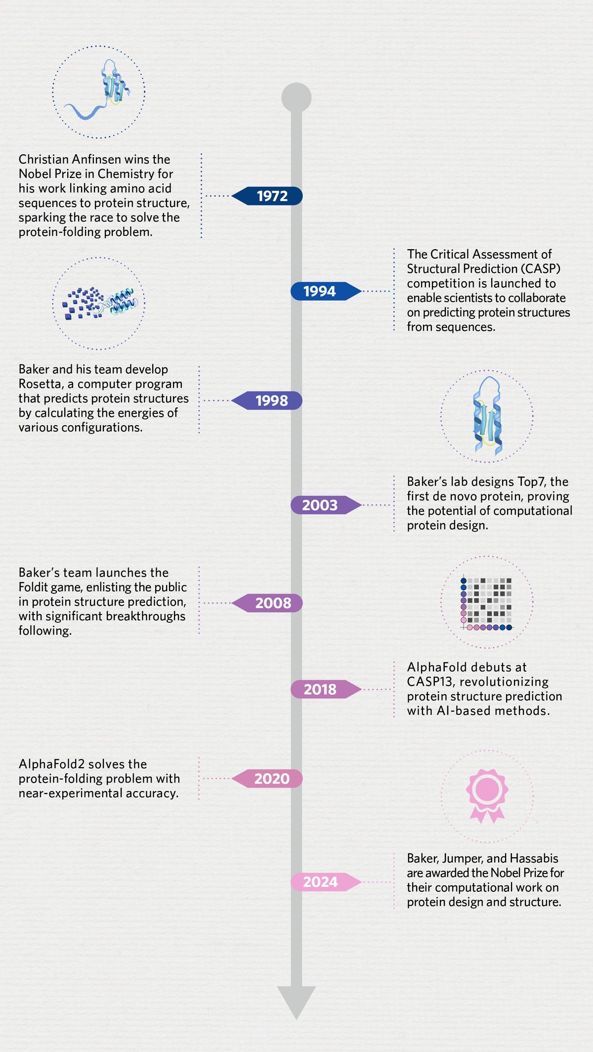 A timeline of the protein structure and protein design research leading up to the Nobel Prize A timeline of the protein structure and protein design research leading up to the Nobel Prize