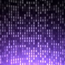 Conceptual omics image represented by many small squares in various shades of purple on a black background.