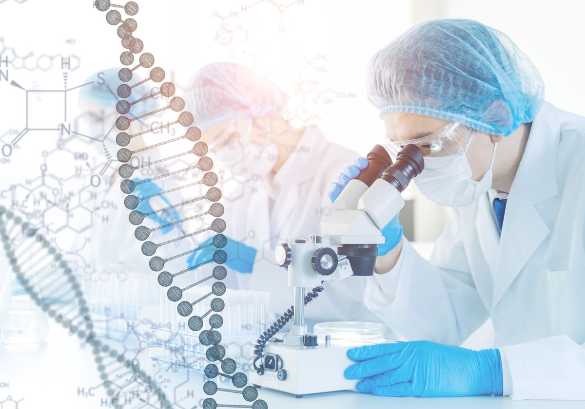 A team of scientists engaged in protein engineering experiments in a laboratory, showcasing advanced research techniques. A team of scientists engaged in protein engineering experiments in a laboratory, showcasing advanced research techniques.