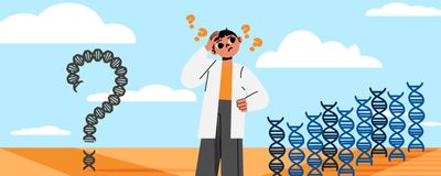 Cartoon of scientist deciding whether to go down the path of well-studied genes or that of the neglected genes.
